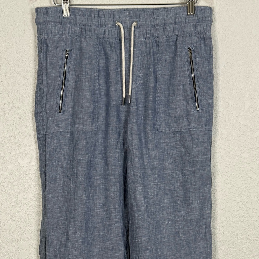 Athlete Cabo Linen Wide Leg Pant in blue Travel Coastal Beach Casual Summer - Picture 2 of 6